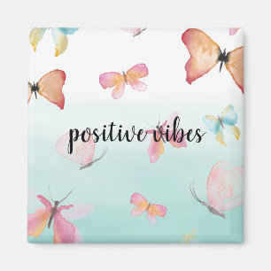 Mint Ombre Rosa Butterflies Watercolor Magnet