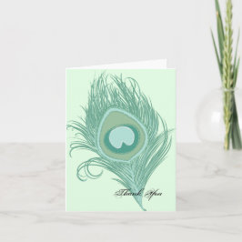Mint Påfågelsfjäder Tack Kort