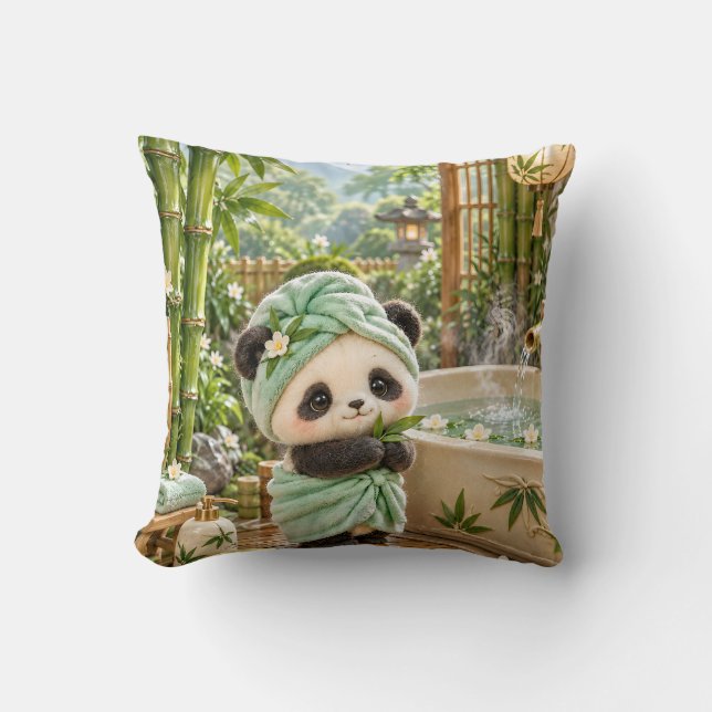 Mint Panda Bambu Spa Trädgårdsretreat Kudde (Framsida)