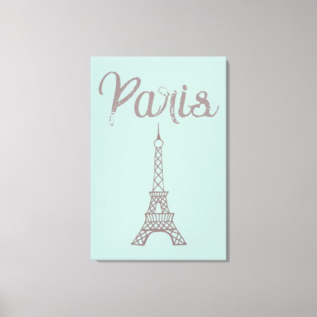 Mint Paris Eiffel Torn Canvas Wall Art (Framsida)
