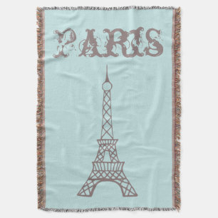 Mint Paris Eiffel Torn Throw Blanket Filt