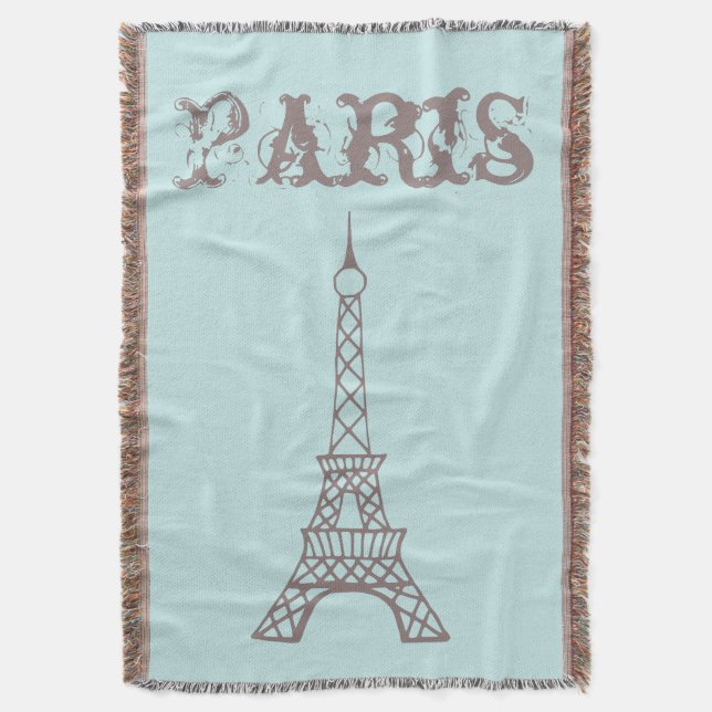 Mint Paris Eiffel Torn Throw Blanket Filt (Framsidan Vertikal)