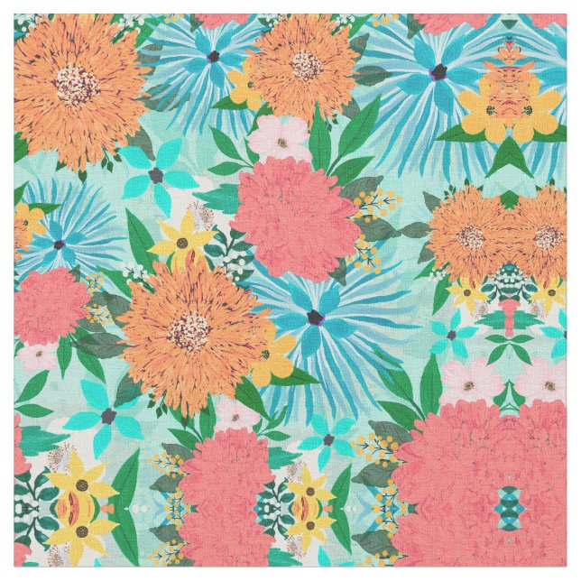 Mint pastel-Blommigt Tyg (Närbild)