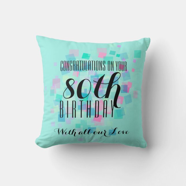 Mint Pastel Färger 80:e födelsedagspilen Anpassnin Kudde (Framsida)