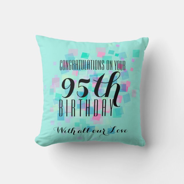Mint Pastel Färger 95th Birthday Anpassningsbar Pi Kudde (Framsida)