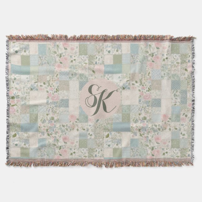 Mint Patchwork Monogram Filt (Framsidan)