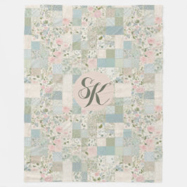 Mint Patchwork Monogram Fleecefilt