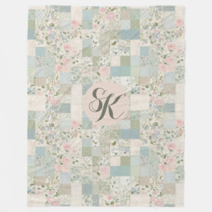 Mint Patchwork Monogram Fleecefilt