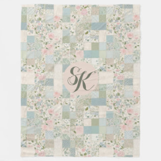 Mint Patchwork Monogram Fleecefilt