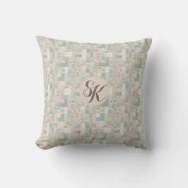 Mint Patchwork Monogram Kudde