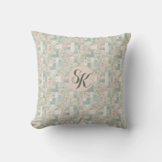 Mint Patchwork Monogram Kudde