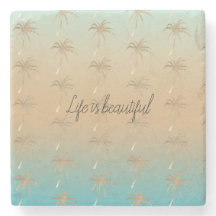 Mint Peach Aqua Tropical Guld Handflatan Träd