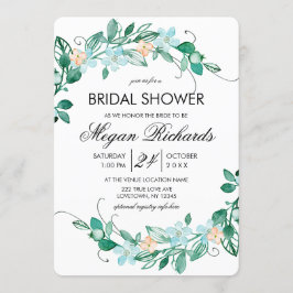 Mint Peach Blommigt WAN Inbjudningskort för möhipp