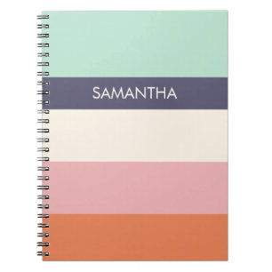 Mint Peach Modern Färg blockerar Rand personalize Anteckningsbok