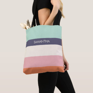Mint Peach Modern Färg blockerar Rand personalize Tygkasse