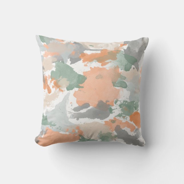 Mint Peach Orange Palette Splatter Kudde (Framsida)