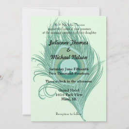 Mint Peacock Feather Bröllop Inbjudningar