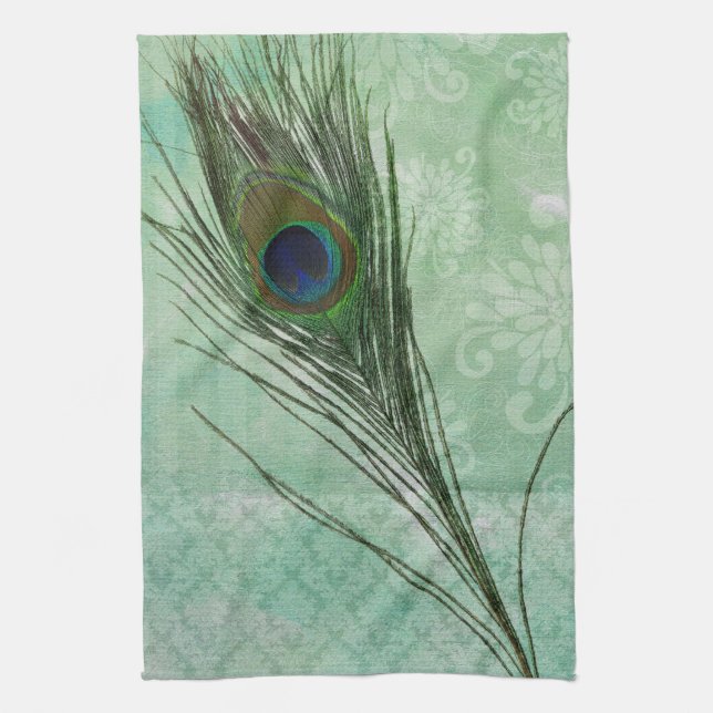 Mint Peacock Feather Kökshandduk (Vertikal)