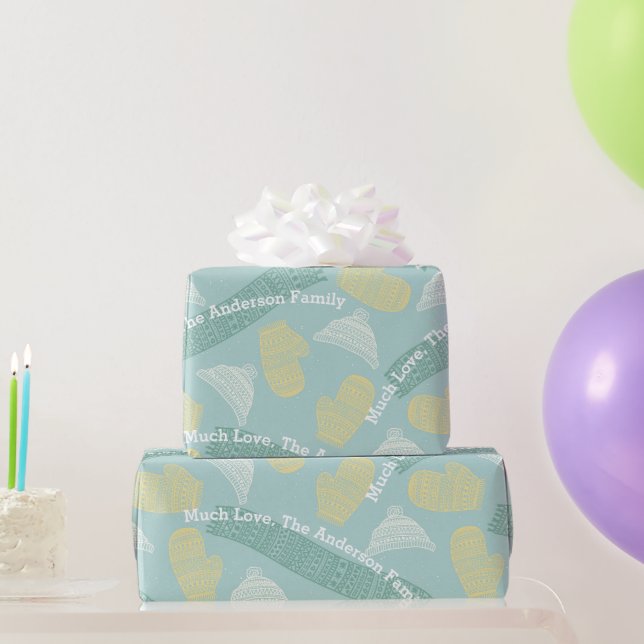 Mint Personlig Sticka Aztec Hats Mittens Scarves Presentpapper (Festgåvor)