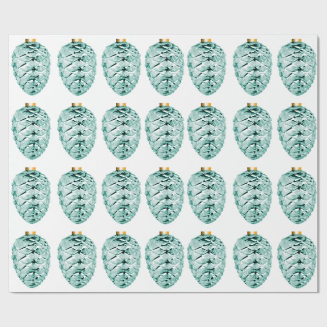 Mint Pinecones Wrapping Papper Presentpapper (Platt)