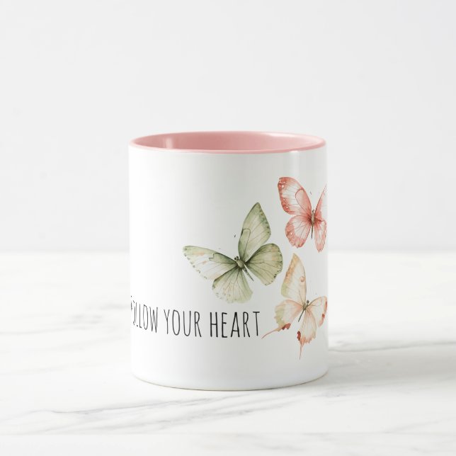 Mint Pink Cream Butterflies Mugg (Center)