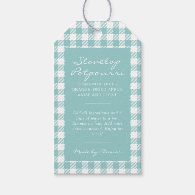 Mint Plaid Simmer Pot Kit Presentetikett (Framsidan)