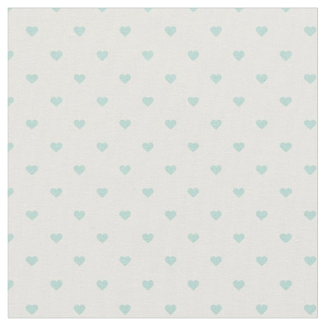Mint Polka Dot Hearts Tyg (Närbild)
