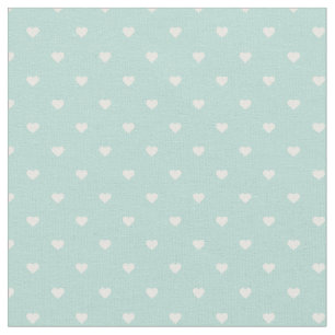 Mint Polka Dot Hearts Tyg