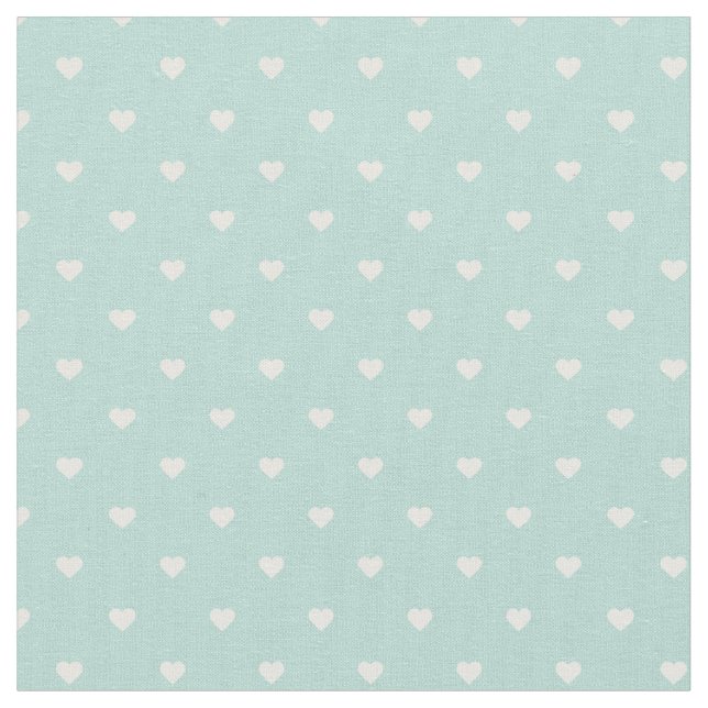 Mint Polka Dot Hearts Tyg (Närbild)