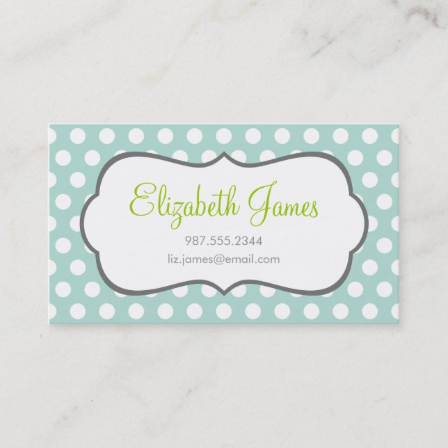 Mint Polka Dot Visitkort (Framsida)