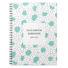 Mint polka dots. Modern abstrakt, geometriskt möns Anteckningsbok