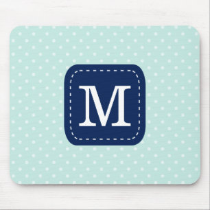 Mint Polka dots Mönster med Personlig Monogram Musmatta