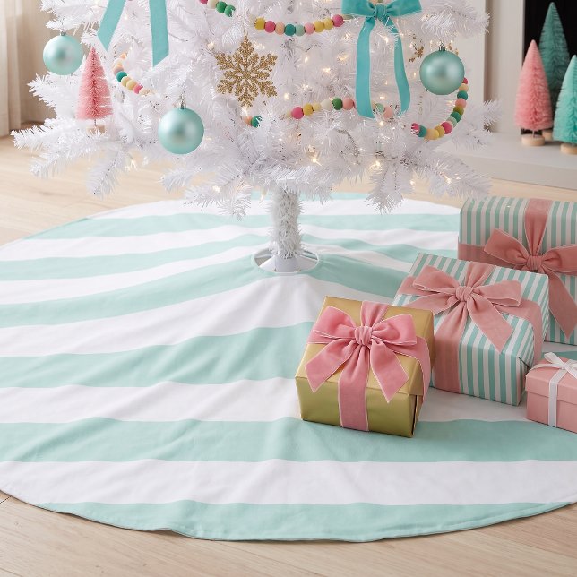 Mint Preppy Ränder Julgransmatta Borstad Polyester (Skapare uppladdad)