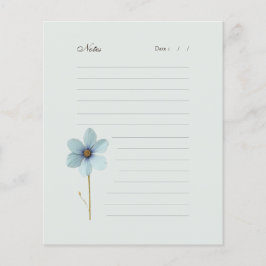 Mint Pressad Blommig Linjerat Anteckningspapper