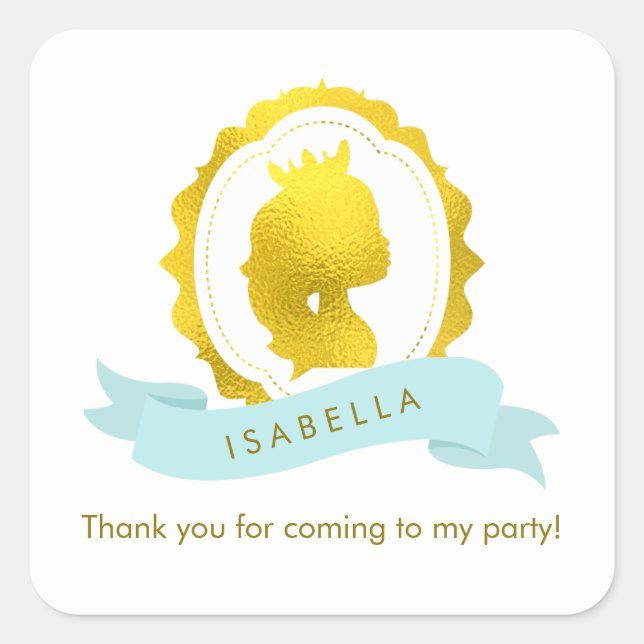 Mint Princess Cameo Birthday Fyrkantigt Klistermärke (Framsida)