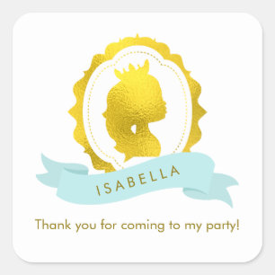 Mint Princess Cameo Birthday Fyrkantigt Klistermärke