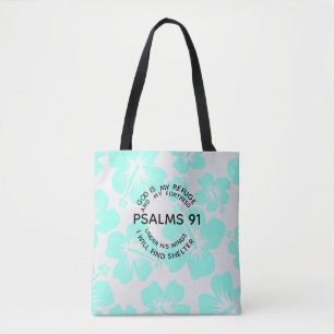 Mint psalm 91 blomma tygkasse