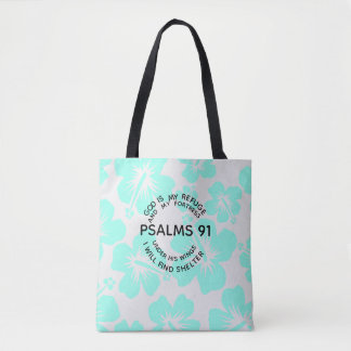 Mint psalm 91 blomma tygkasse