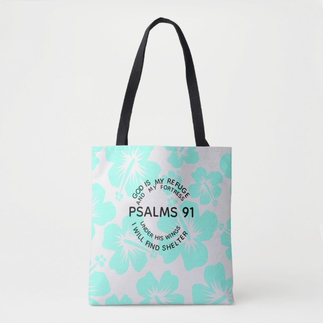 Mint psalm 91 blomma  tygkasse (Framsida)