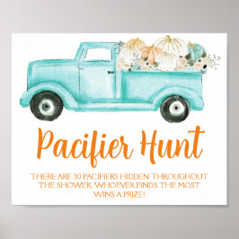 Mint Pumpkin Nappar Hunt Baby Shower Game Poster