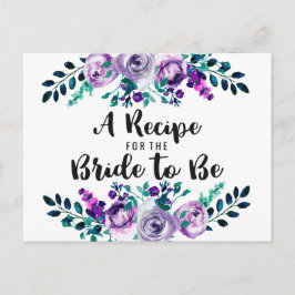 Mint & Purple Blommig Bröllopsfest Receptkort Vykort