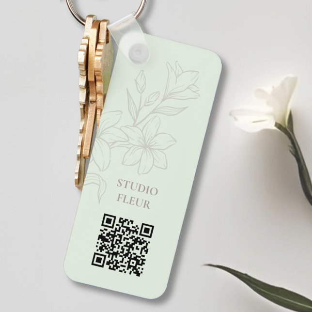 Mint | QR-nyckelkedja med minimal Blommigt för chi Nyckelring (Skapare uppladdad)