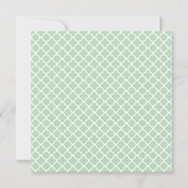 Mint Quatrefoil Birthday Inbjudningar (Framsida)