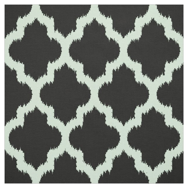 Mint Quatrefoil ikat med Anpassningsbar Black Back Tyg (Provkarta)