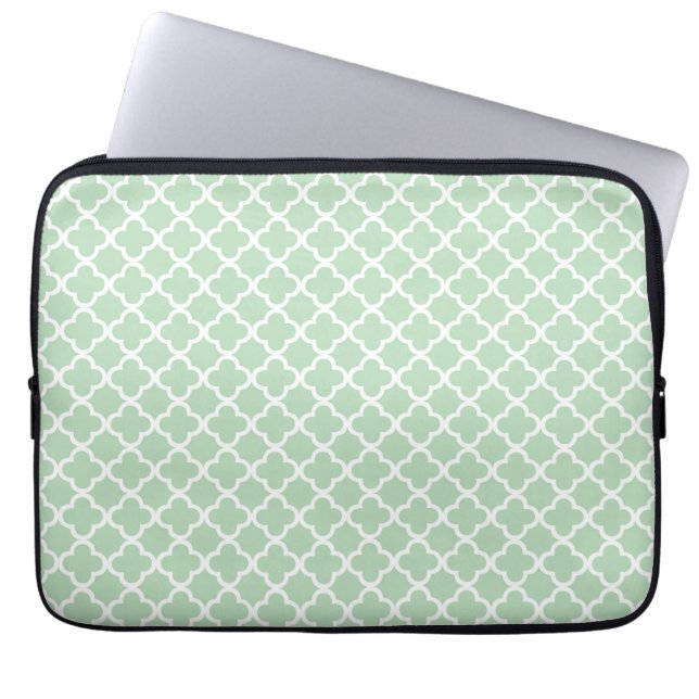 Mint Quatrefoil Laptop Sleeve (Framsidan)
