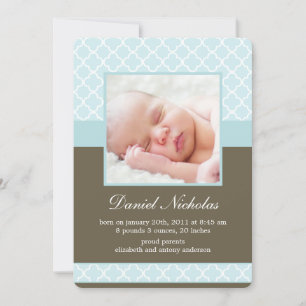 Mint Quatrefoil Mönster Photo Baby Meddelanden