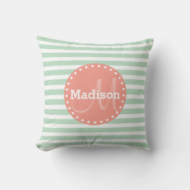 Mint Rand Coral Monogram Kudde