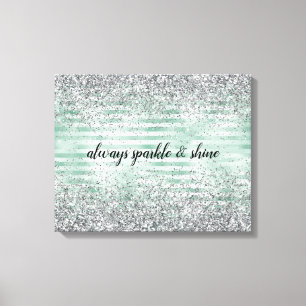 Mint Rand Glam Glitz Silver Glitter Canvastryck