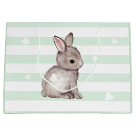 Mint Rand Heart Grått Bunny Gift Bag