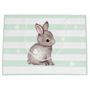 Mint Rand Heart Grått Bunny Gift Bag